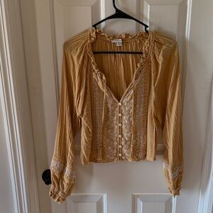 American Eagle Outfitters Tan Lace Blouse